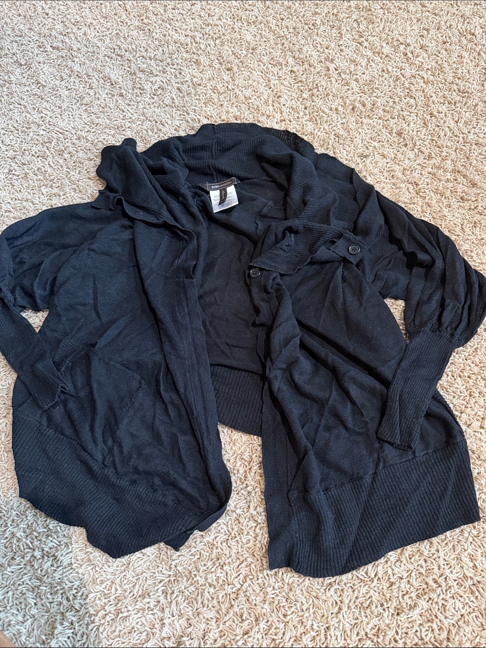 BCBG Maxazria Black Open-Front Knit Cardigan